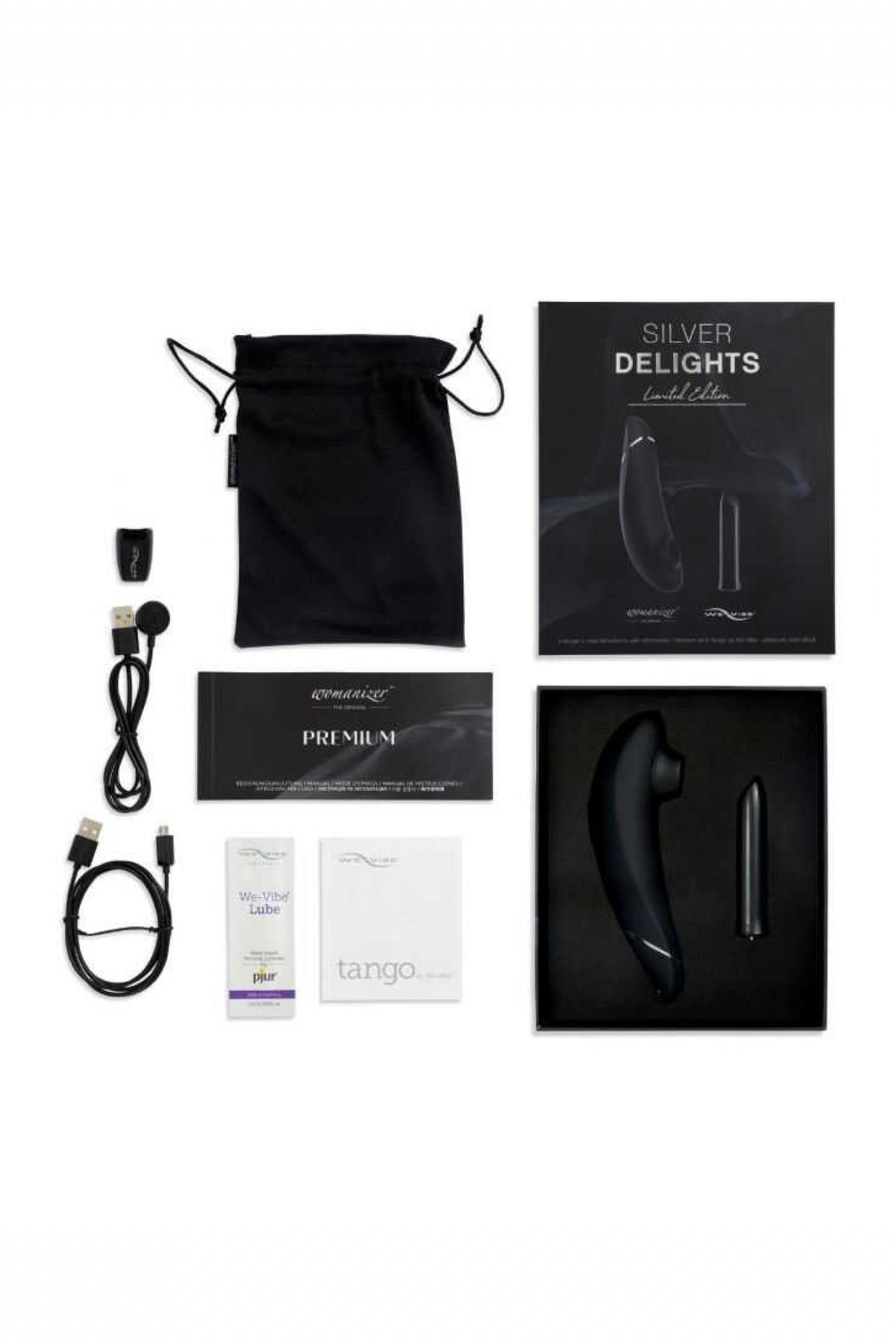 Набор вибромассажеров Silver Delights: Womanizer Premium + We Vibe Tango изображение 4